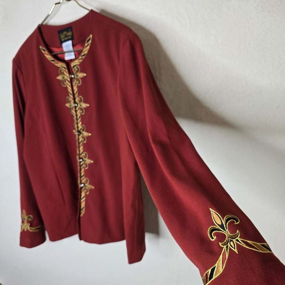 Bob Mackie Wearable Art Embroidered Fleur-de-Lis Jacket - Picture 6 of 8